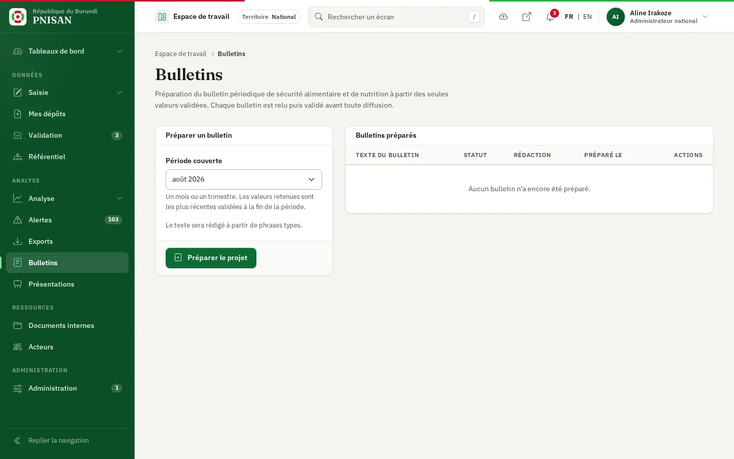 Préparer un bulletin