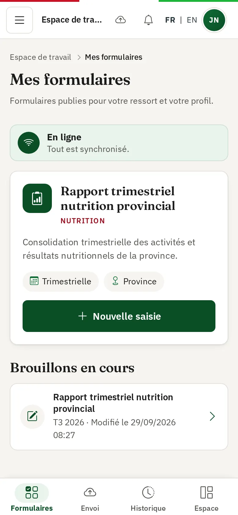 Espace de saisie sur téléphone et sa barre d'onglets