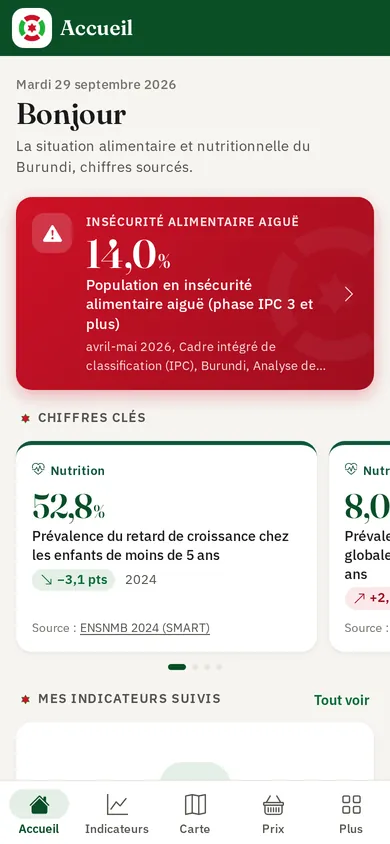 Onglet Accueil de l'application