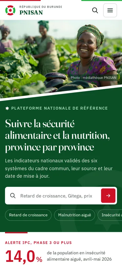 Accueil du portail sur téléphone