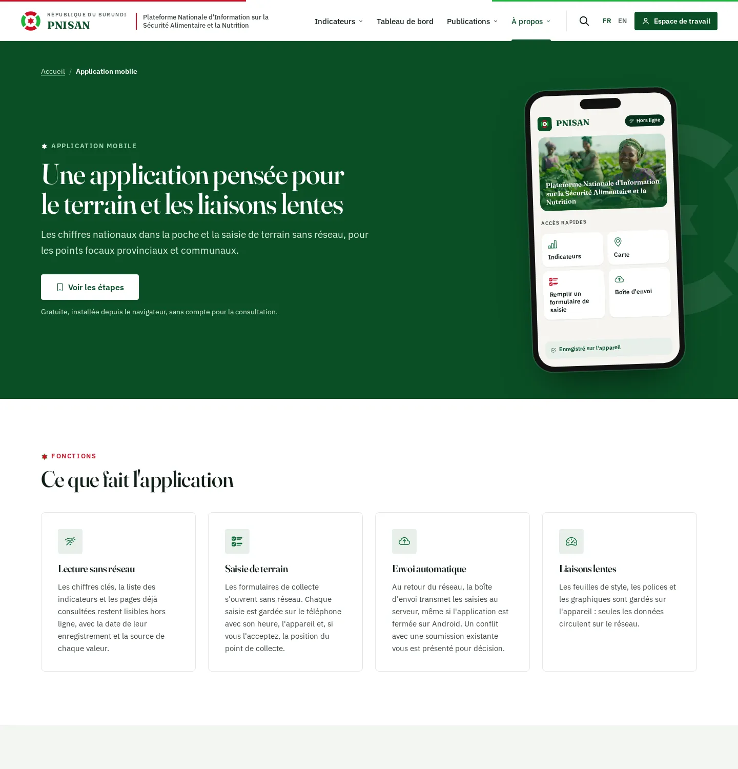 Page Application du portail