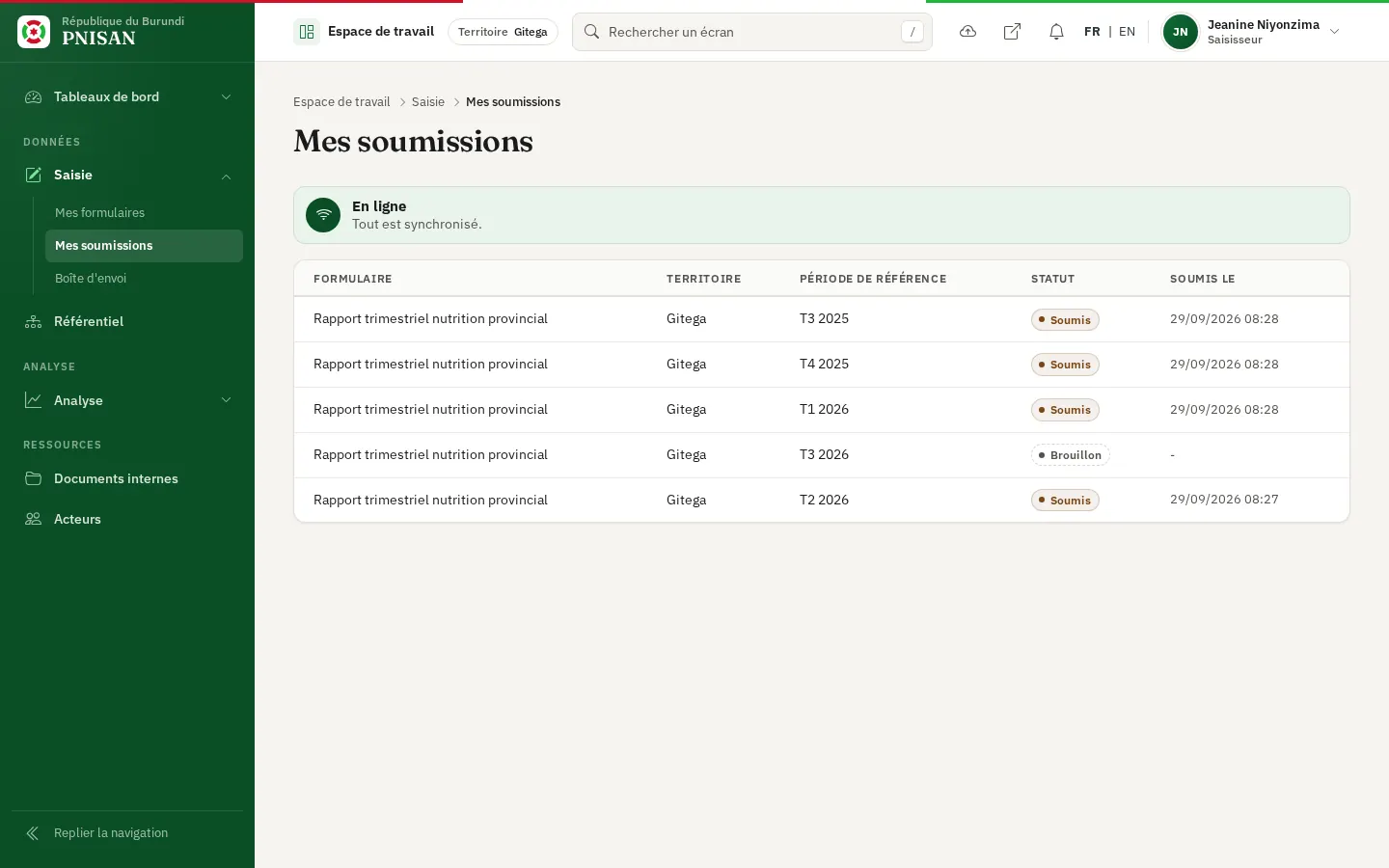Mes soumissions sur ordinateur
