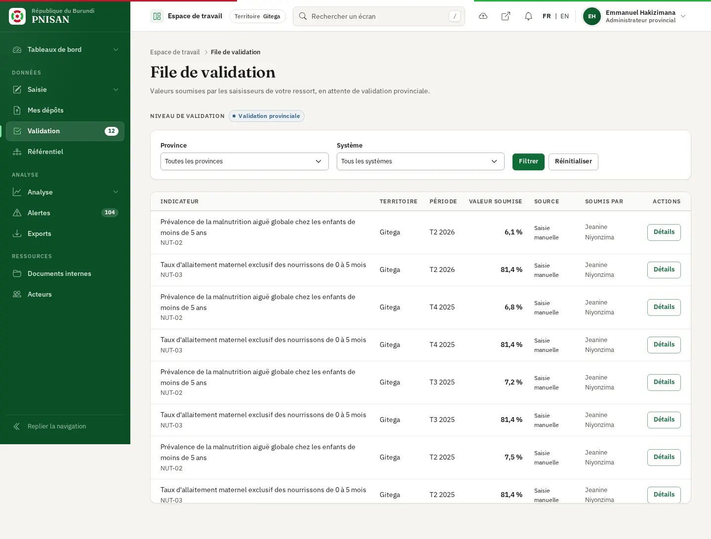 File de validation avec plusieurs valeurs en attente